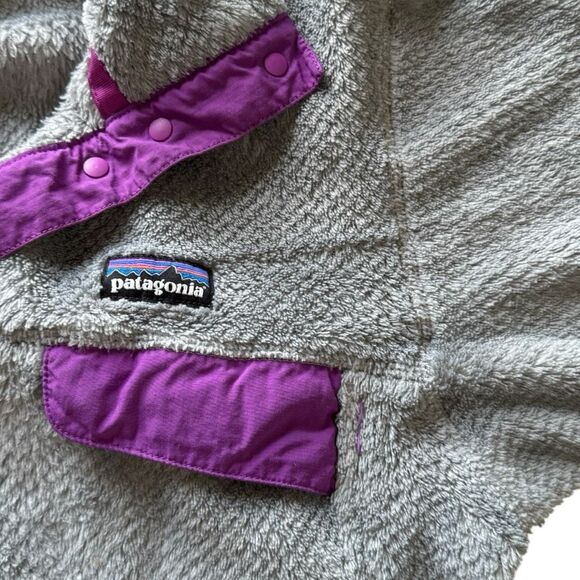 Patagonia Women's Fleece Re-Tool Snap-T Pullover Jacket Gray Purple Trim Small - Picture 7 of 14